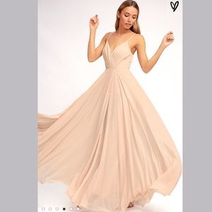 Lulu’s blush pink ‘All About Love’ maxi dress